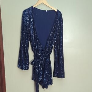 Free People Blue Sequin Dress